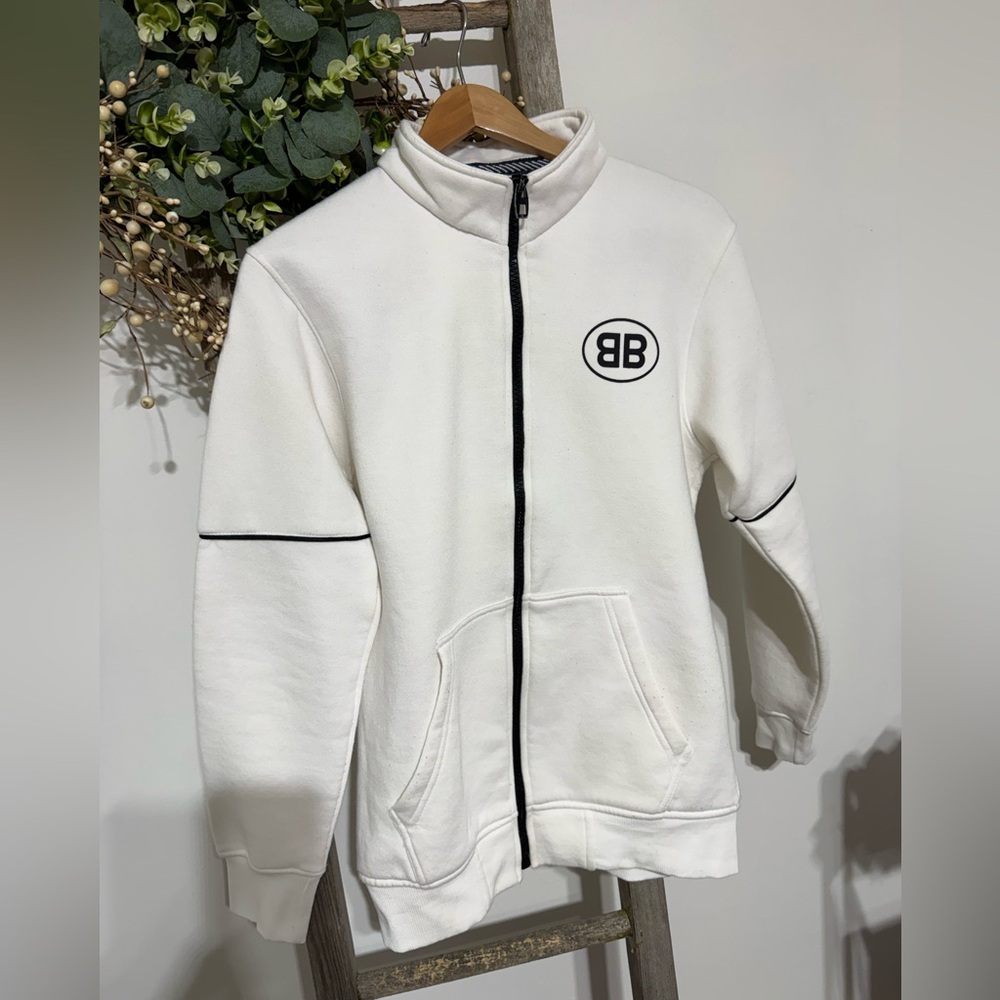 Men's White Full-Zip Sweater - Picture 2 of 11